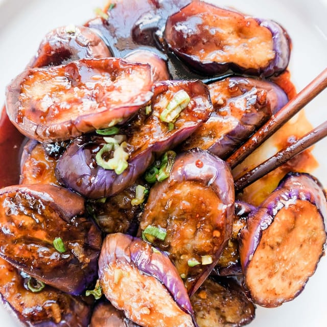 Eggplant with Garlic Sauce.